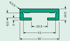 Murtfeldt C-profil, zöld PE, 40x6 mm laposvasra, 6 méteres szálakban (kód: LOR_M_C-prof-40x6_PE_Z_6m, cikkszám: 211500029)