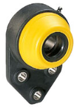 UCFB206-30ME-OEC - System Plast peremcsapágy, 30 mm tengelyhez, excentergyűrűs, A=52,4mm, sárga színű nyitott kupakkal (kód: 57206FRB)