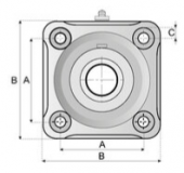 UCFXX208-40ME - System Plast peremcsapágy, négyzet alakú, Ø40mm tengelyhez, csapágyfedél nélkül (kód: 50208B)