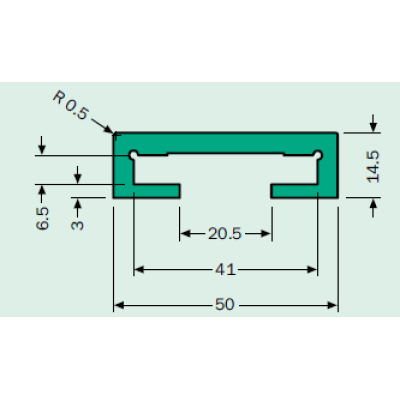 Murtfeldt C-profil, zöld PE, 40x6 mm laposvasra, 6 méteres szálakban Murtfeldt C-profil, zöld PE, 40x6 mm laposvasra, 6 méteres szálakban
