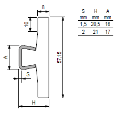 Rexnord G-RAIL 765 X-FLAT WH SS T2MM L6.05M termékvezető alkatrész Rexnord G-RAIL 765 X-FLAT WH SS T2MM L6.05M termékvezető alkatrész
