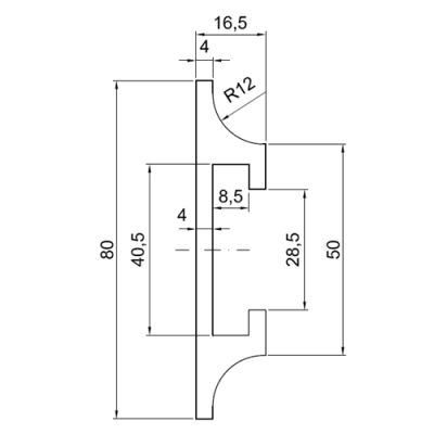 korlátprofil 80 mm, kék PE, 40x8 mm laposvasra, 6 méteres szálakban