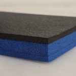 szivacs fekete 5mm / kék 15mm  20 x 1000 x 2000 mm  -  ipari szivacs, 2 rétegű műanyag tábla